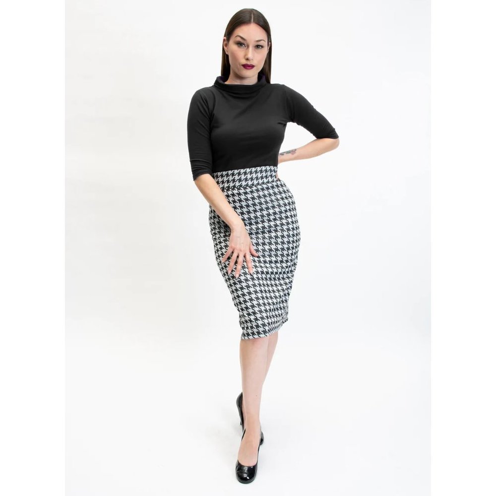 plus size houndstooth skirt sexy rockabilly midi